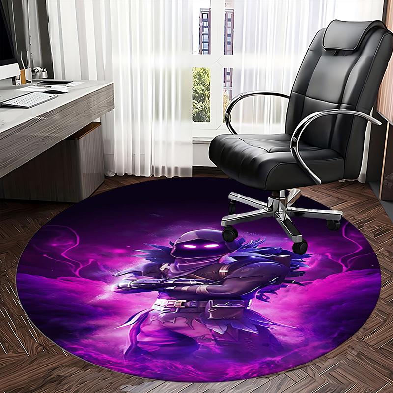 Fortnite Skin,Purple Feather Armor Chair mat Round Rug Office carpet, Machine Washable, Non slip, Suitable for Living Rooms, Bedrooms