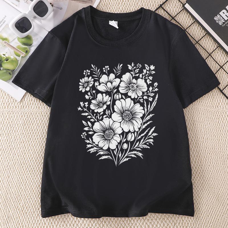 Vintage Pressed Flowers Tshirt Unisex Floral Tshirt Wildflowers T Shirts Boho Gardener Tshirt Unisex Ladies Clothing