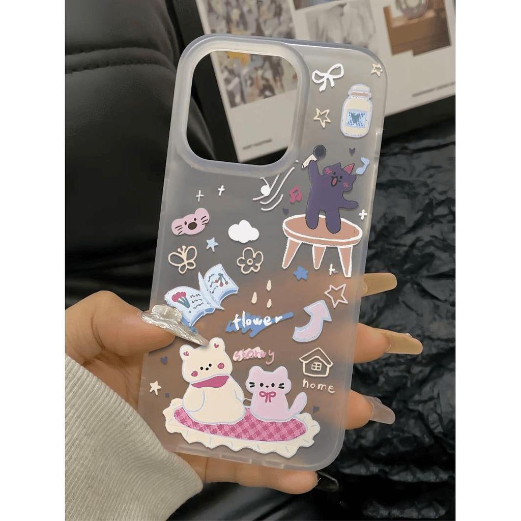 Music Kitten Frosted Soft Phone Case for iPhone 13-17 Pro Max