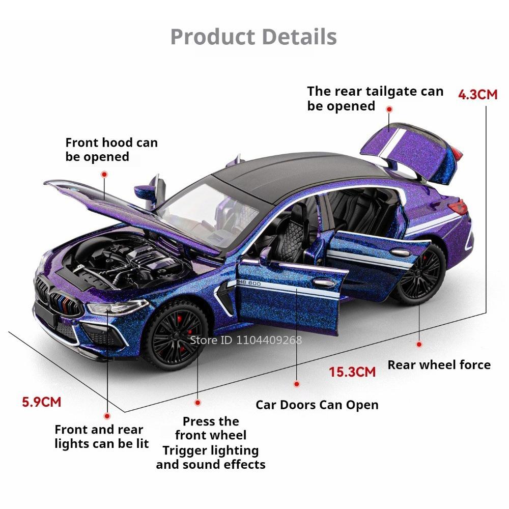 1:32 Scale M8 X3M Sports Car Model Toy Exquisite Interior Metal Diecast Sound Light Supercar Models Christmas Gifts for Boys
