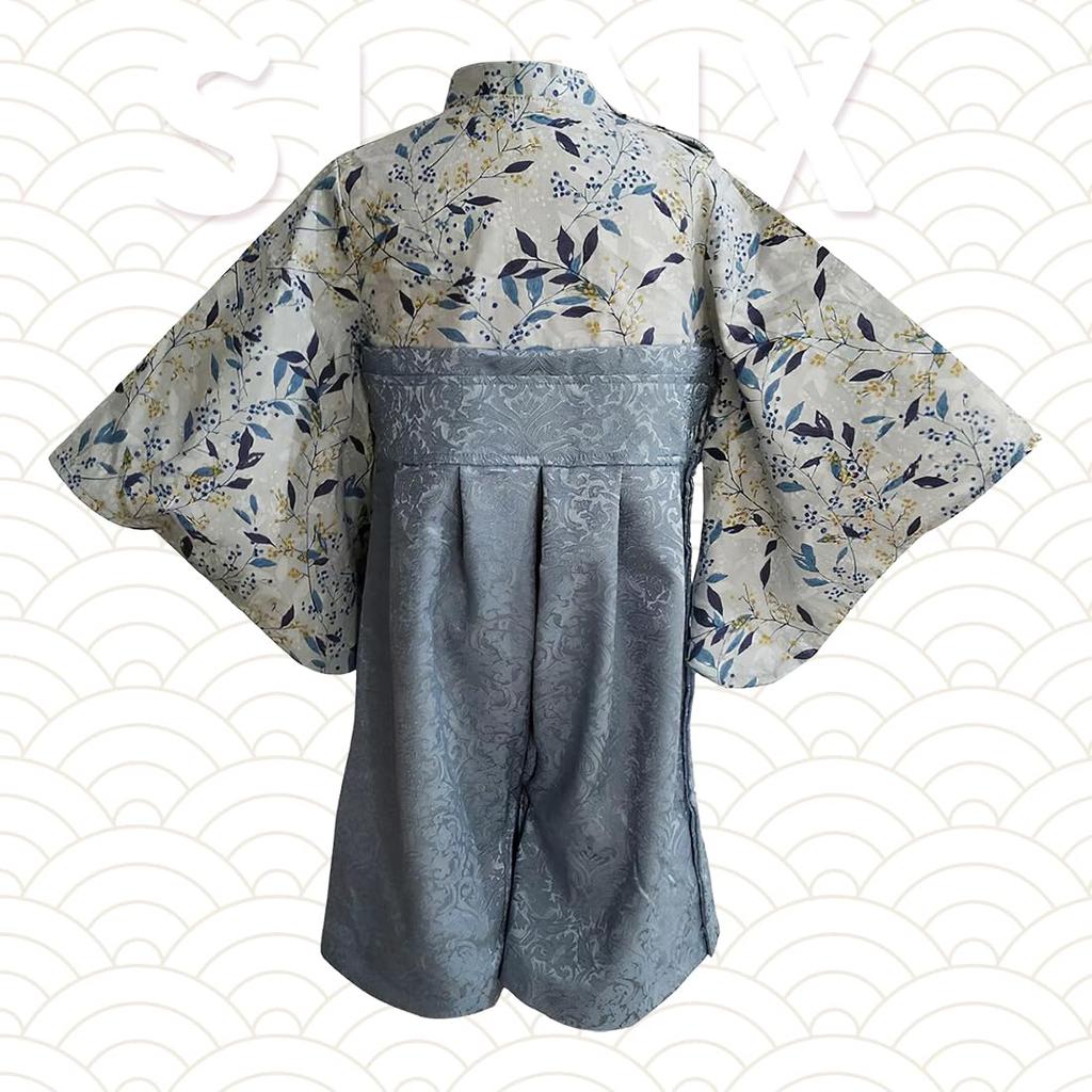 SLINX Baby Kimono Romper with Hakama for Girls and Boys, Perfect for Shrine Visits, 100th Day Celebrations, and First Festivals, HF305 (Blue, Size 70)