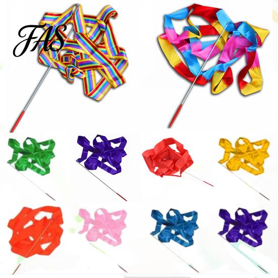 4M Colorful Dance Ribbon Gym Rhythmic Art Gymnastic Streamer Twirling Rod Stick