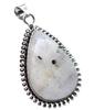 Moonstone Natural Gemstone Ethnic Silver Plated Pendant 2.5" J 14