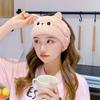 Cartoon Animal Cat Ear Hair Tie, Face Wash Headband, Girls' Makeup Remover Hair Cover, Coral Velvet Postpartum Headscarf