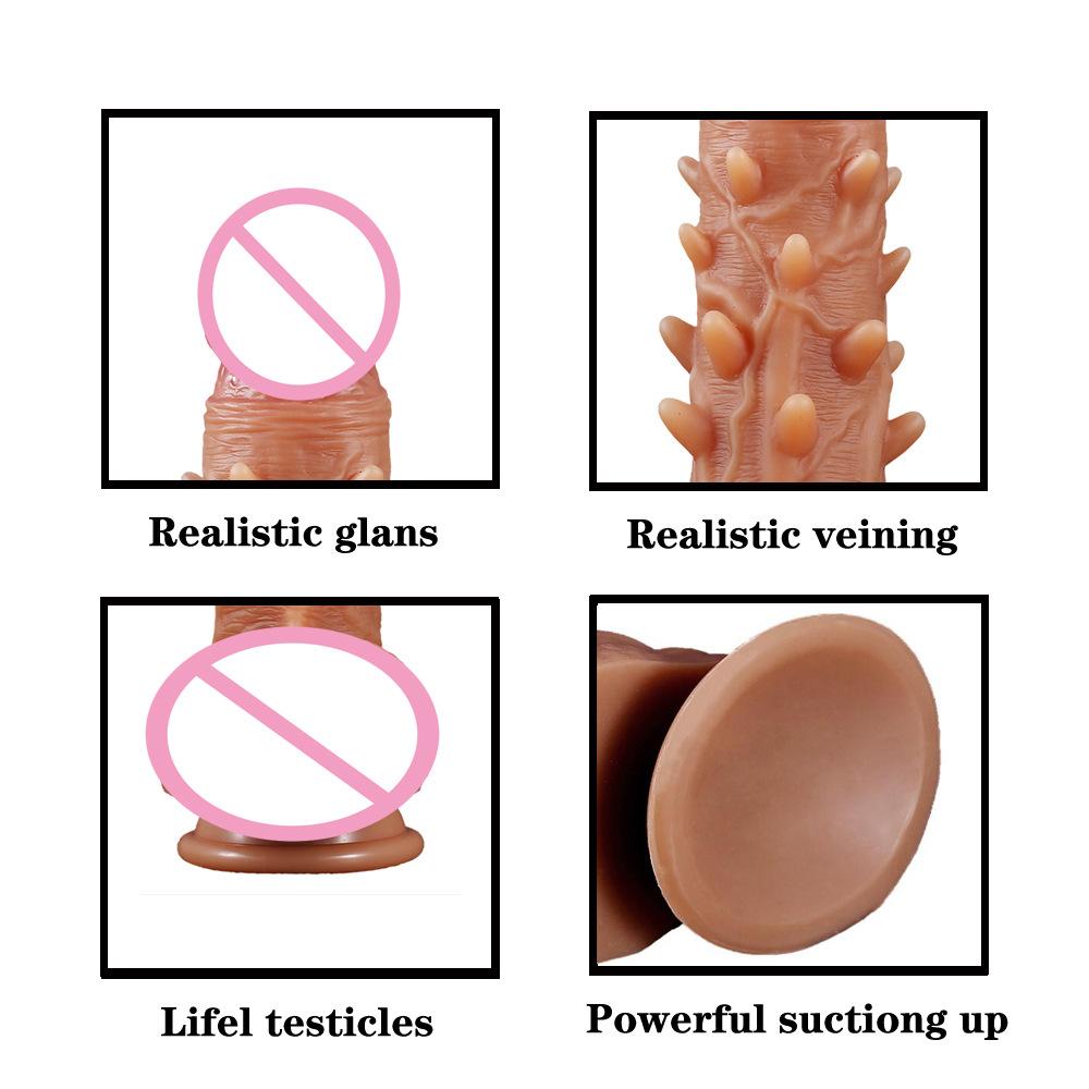 Realistic Silicone Dildo with Veins & Bumps – Suction Cup Penis Toy for Vaginal Anal Penetration, Soft & Body-Safe Sex Toy