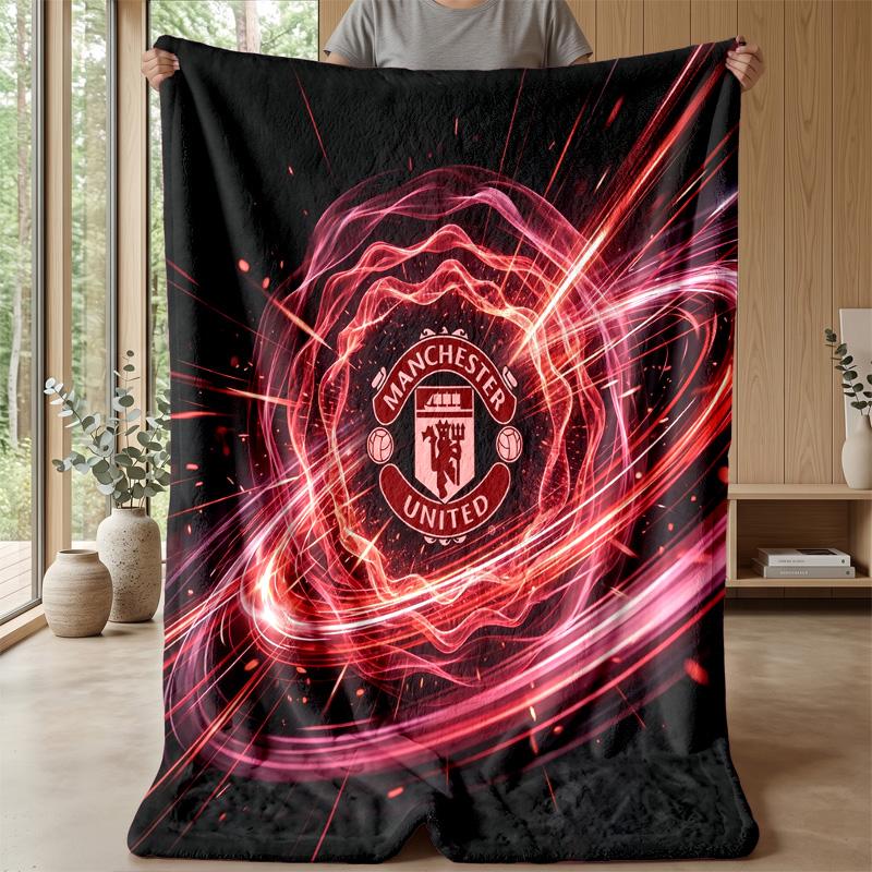 Manchester United Theme Blanket Soft Flannel Blanket Plush Throw Blanket Cozy Sofa Bed Blanket for Home Decor