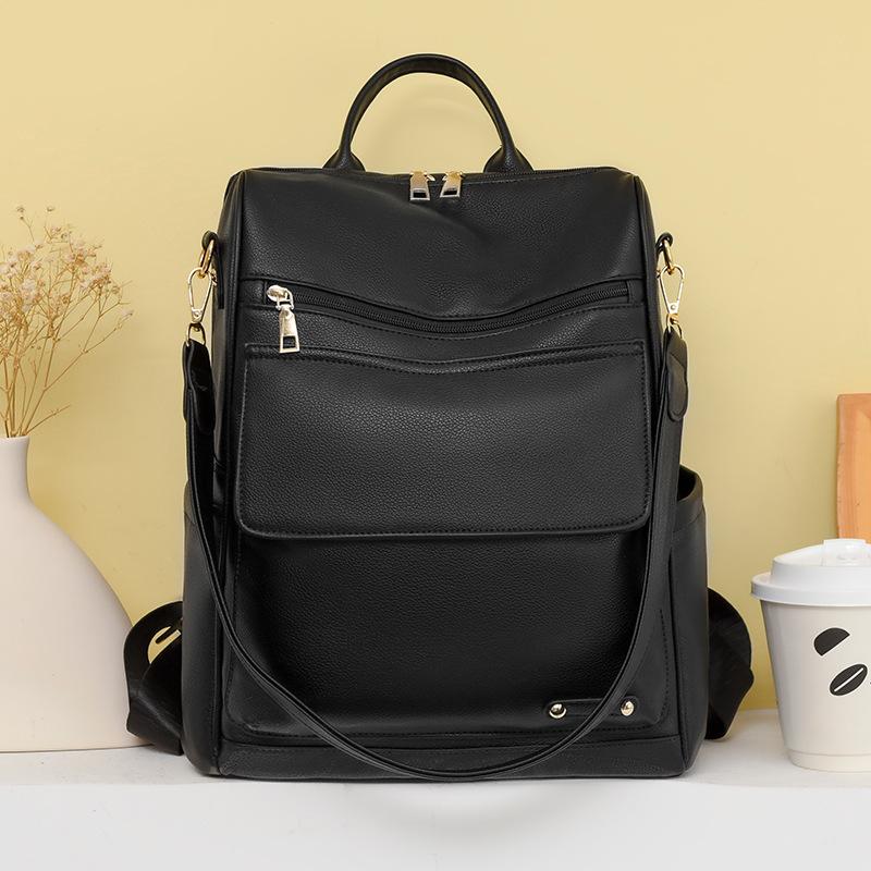 Schoolbag1011 New Large Capacity Women's Fashion PU Backpack Simple Backpack Wholesale Casual Backpack