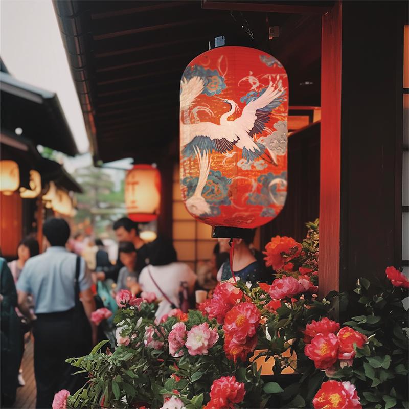Japanese Style Traditional Cloth Lantern Crane Izakaya Sushi Restaurant Decor Signboard Party Festival Outdoor Decor Lantern