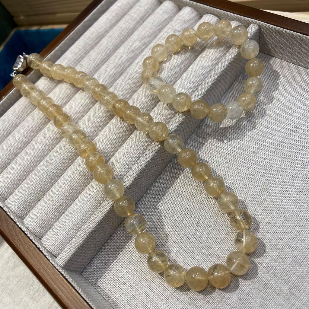 10Mm Natural Yellow Gum Flower Crystal Ice Transparent And Radiant Yellow Asai Single Ring Necklace Bracelet, One Thing One Picture For Girls, No Tone