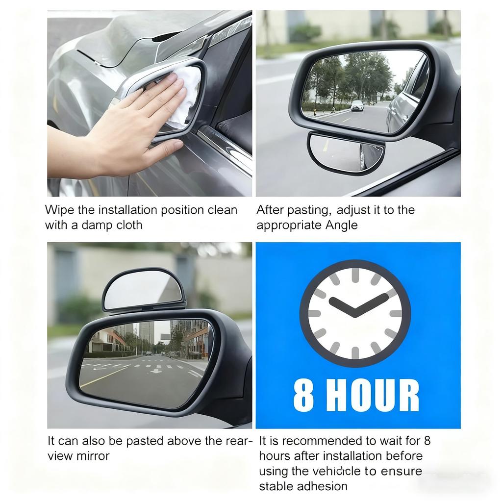 HD Auto Car Mirror 360° Adjustable Wide Angle Side Rear Mirrors Blind Spot Convex Mirrors for Parking Auxiliary Rear View Mirror