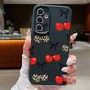 Cartoon Cherry Fruits Case For Samsung S26 Ultra S25 A18 S24 S23 S22 S21 FE A15 A16 A17 A35 A36 A37 A54 A55 A56 A57 Leather Texture Silicone Cover