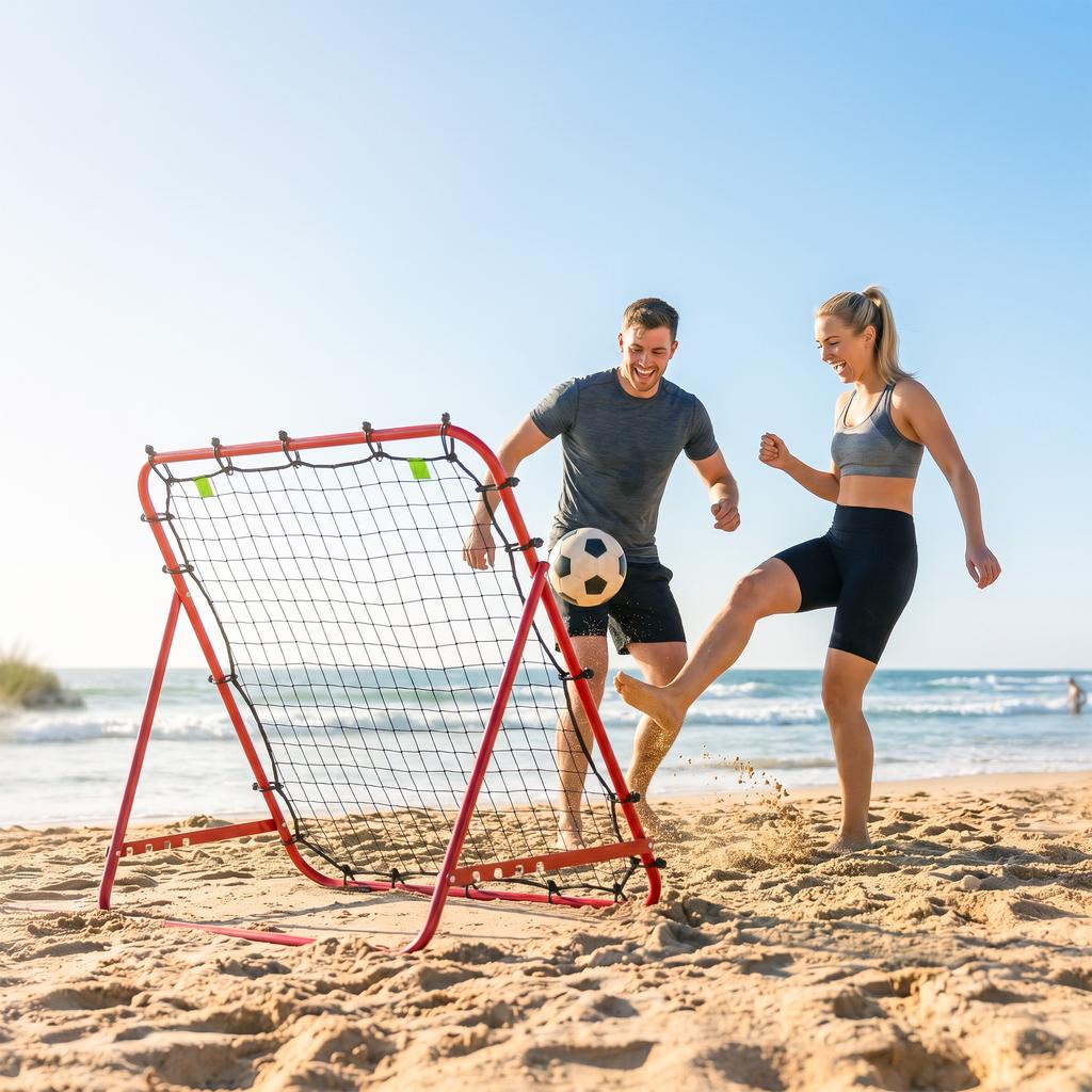 Adjustable Rebounder Net Kickback Target Goal for Teens Adults Training, Red