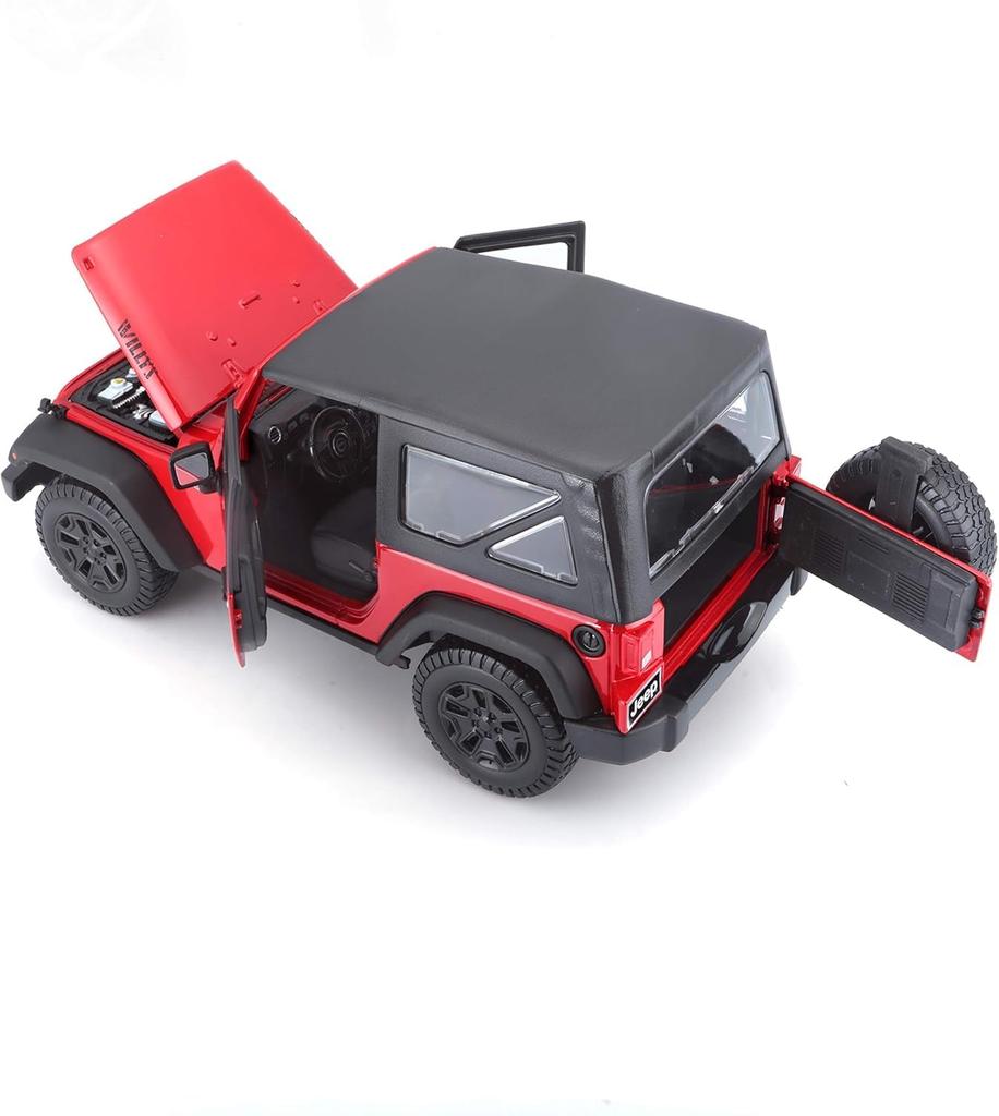 Maisto 2014 Jeep Wrangler Red 1/18 Scale Special Edition Model with Display Base, Opening Doors, Hood, and Rear Hatch, and Working Suspension