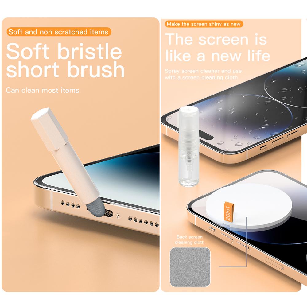 Kit di pulizia multifunzionale 20 in 1 per elettronica con scatola di immagazzinaggio per