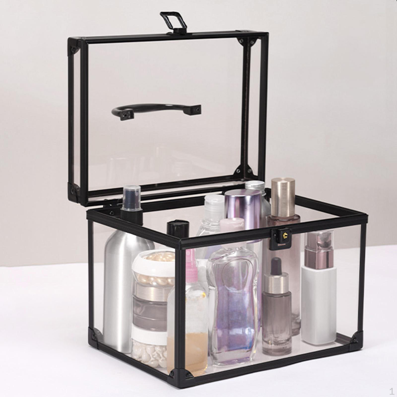 

Акриловый чемодан для макияжа Artists Train Organizer Crown Box Clear Cosmetic для ювелирных изделий Clear Black