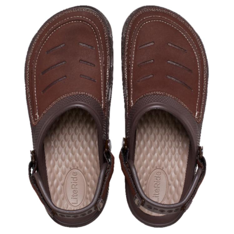Crocs Yukon 2 Sports Clog Leather Comfortable Versatile Clogs Men Clogs Dark-Brown 207689-23D