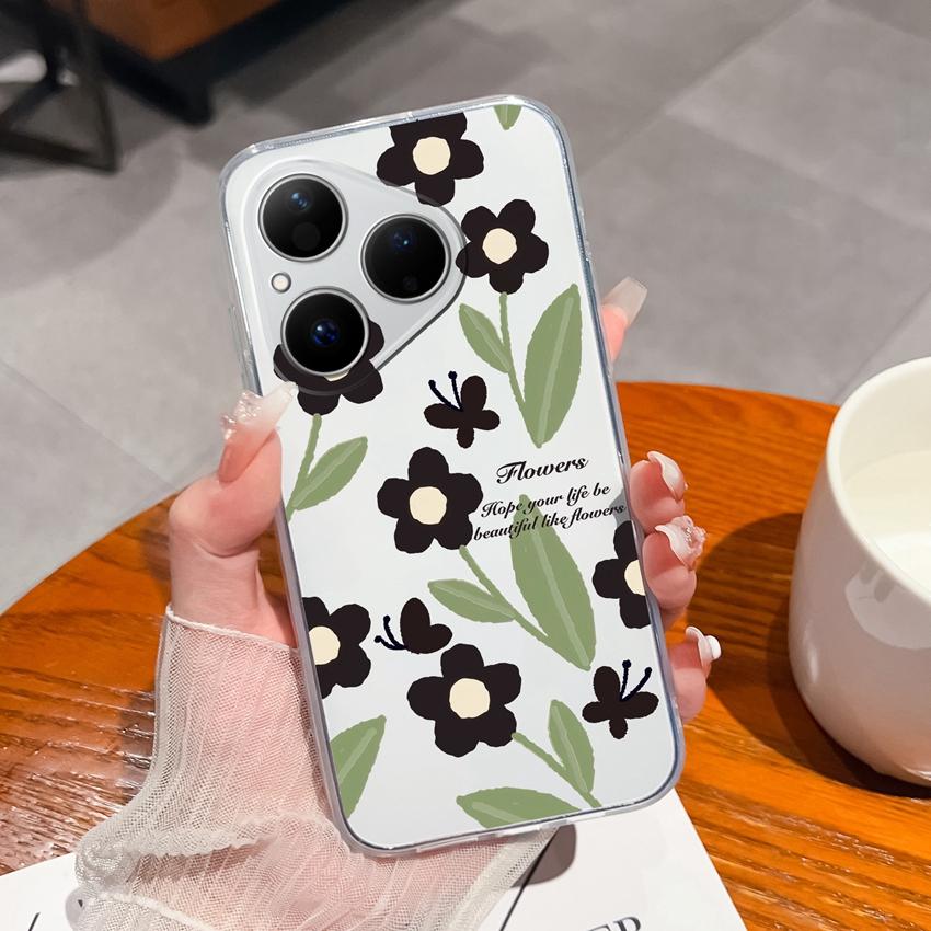 Für Huawei Pura 80 Ultra Honor Magic5 Pro 400 Hülle Etui Zweige Blume Weidenmuster Transparent Weich TPU Staubdicht Schutzhülle Für Huawei Hülle