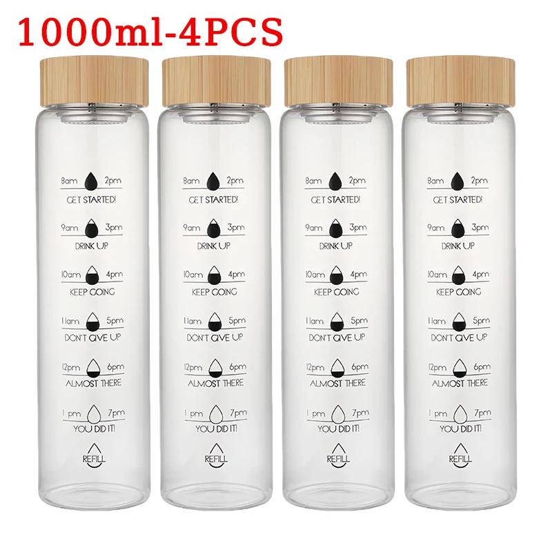 700/1000ml Large-capacity Glass Cup High Borosilicate Bamboo Lid Time Scale Portable Water Cup Tea Cup Accompanied By Gift Cups