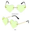 Modne damskie okulary w kształcie serca Bezramkowe okulary przeciwsłoneczne serca Vintage metalowe okulary przeciwsłoneczne Okulary w stylu Hippie na imprezę Kostium Cosplay
