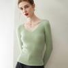 Women's Slim Fit V-Neck Crew Neck Sweater, 100% Pure Cashmere, Autumn/Winter Knit Base Layer Sweater