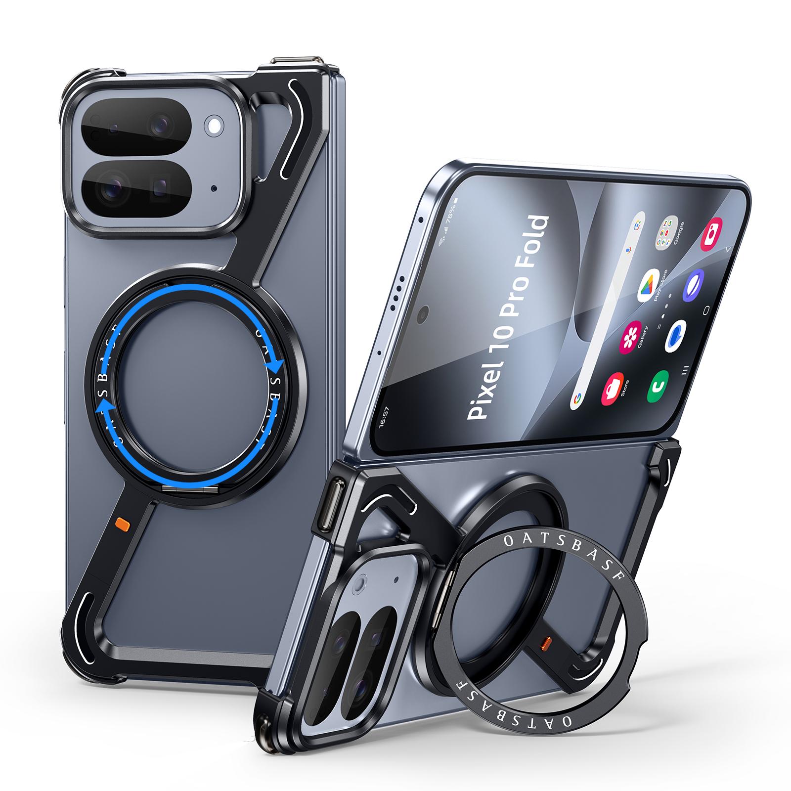 

Oatsbasf Metal Bumper Case for Google Pixel 10 Pro Fold Z Shape Slim Phone Case with Magnetic Ring Stand Simple Back Cover Shell aluminum&Google Pixel 10 Pro Fold чёрный