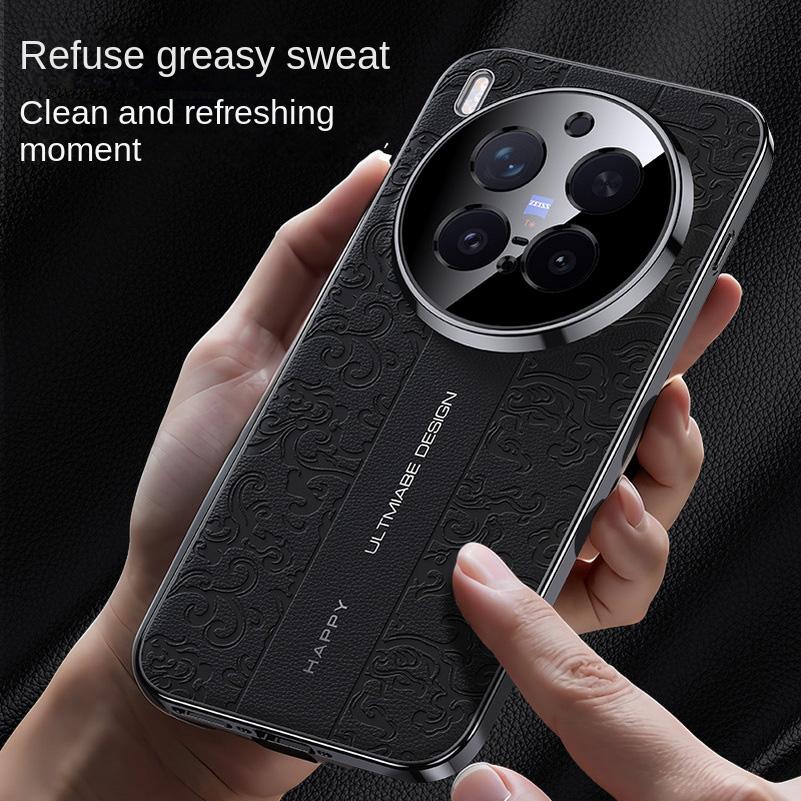 Luxury Auspicious Cloud Leather Plated Frame Case For VIVO X300 Ultra X300s X300 FE x300 Pro X200 FE vivo V70 Protect Cover
