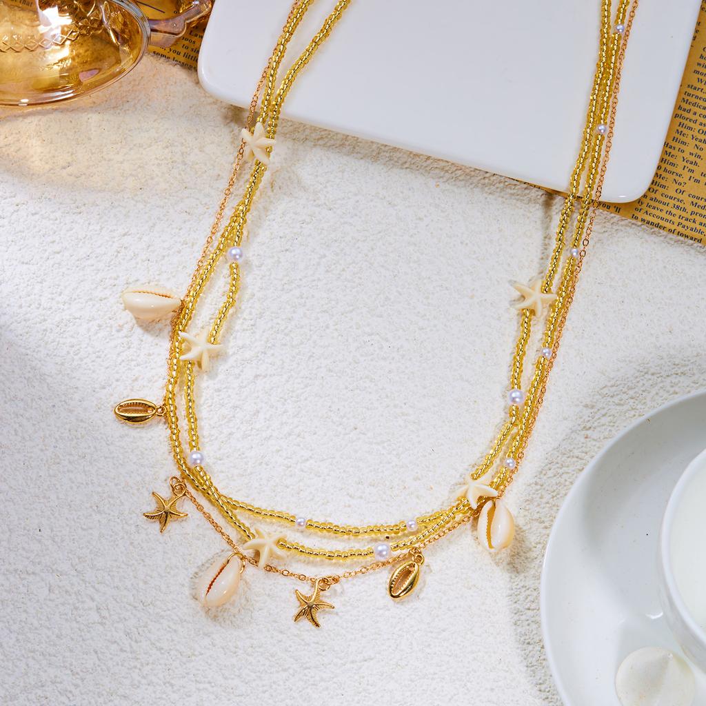 Fashion Bohemian Waist Chain For Women Starfish Shell Turtle Butterfly Pendant Rice Beads Waist Chain Beach Party Body Jewelry