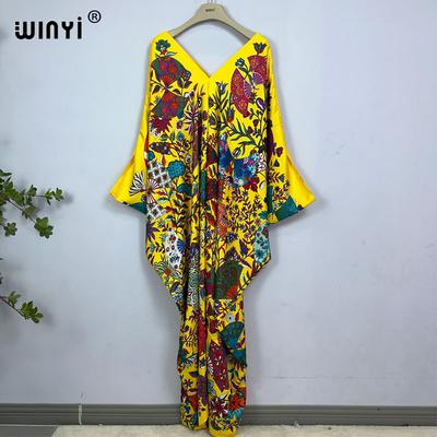 Longueur de la robe WINYI:130cm Mode Turquie Robes Bohême Imprimer abaya Femmes maxi caftan été Couleur Robe de soirée africaine femme