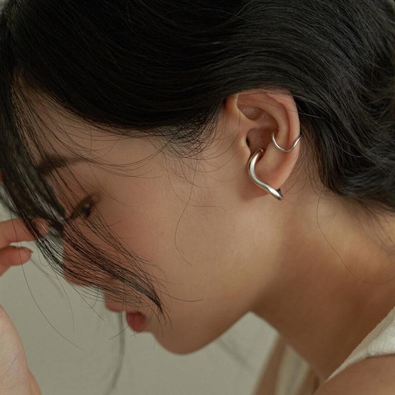 1Pcs Punk Gold Color Water Drop Half Empty Clip Earring For Women Fashion Metal Smooth C-Shaped Thick Ear Cuff Jewelry Gifts