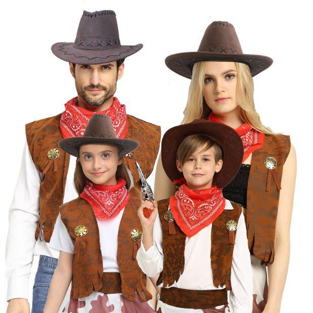 Western Cowboy Halloween Costume Set for Adults & Children - Perfect for Parent-Child Performances