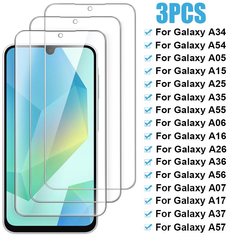 3PCS Tempered Glass For Samsung Galaxy A56 A36 A16 A26 A06 A55 A35 A25 A15 A05S A07 A17 A37 A57 A34 A54 5G Screen Protector 1