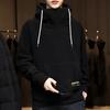 Men's Autumn and Winter Padded and Thickened High Neck Sweatshirt Solid Color Warm Hooded Loose Bottom Shirt