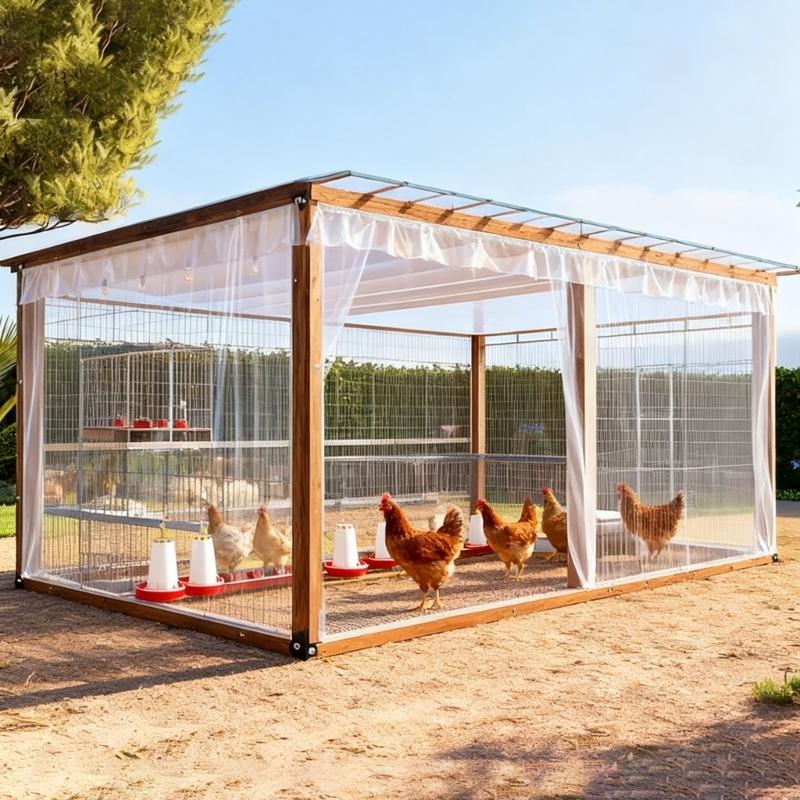Διαφανές Αδιάβροχο Πλαστικό PVC Ζωοτροφείο Τέντα με Σχοινί Δεσίματος Για Κότες Κουνέλια Προστασίες Θερμοκηπίου