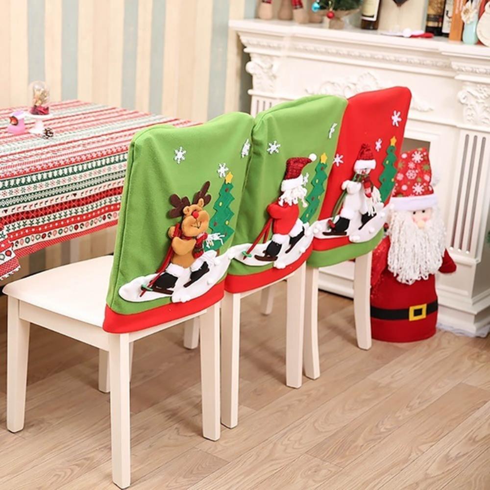 Home Xmas Santa Claus Snowman Chair Back Covers Chair Cover Christmas Decoration New Year Decor