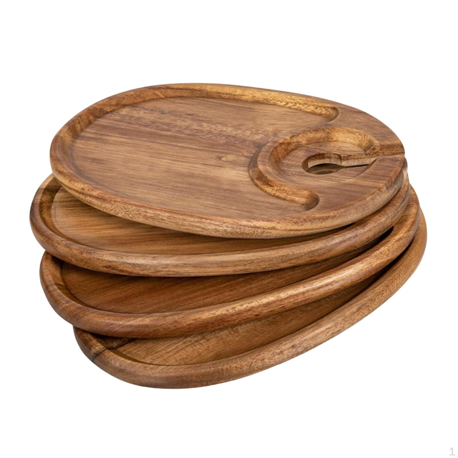

4 Appetizer Plates And Cheese Board for Parties, Practical Snack Tray with Cup Holders Home, Oval