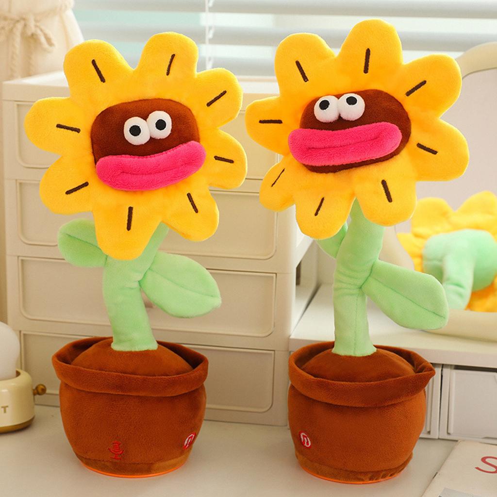 Elektrisches Sonnenblumen-Musik-Plüschtier, Neuheit, tanzende, singende Sonnenblumen-Raumdekoration, musikalische Puppe, Kinder, Weihnachtsgeschenke