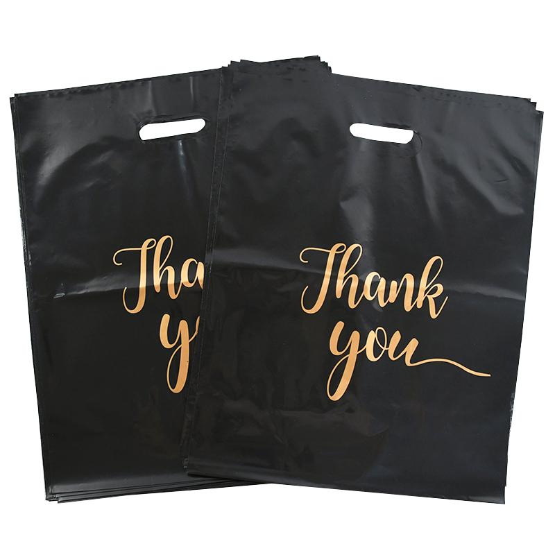 10Pcs Black Thank You Gift Bag Birthday Bachelorette Party Wedding Gift Packaging Plastic Bag Decoration Small Business Supplies
