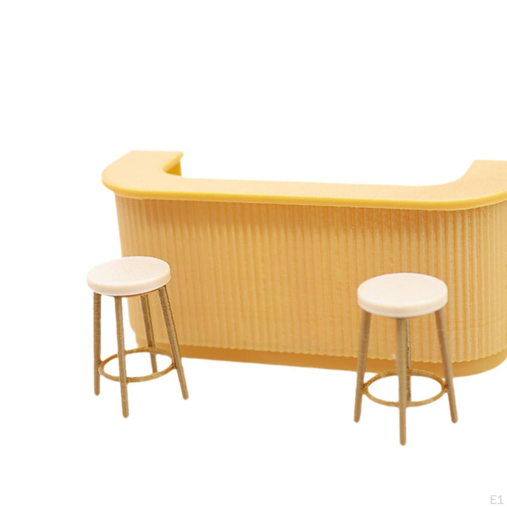 1/12 Dollhouse Miniature Bar Counter High Stools Set Furniture Life Scene Props Doll House