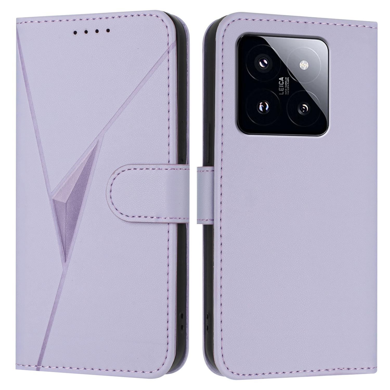 

YX0090 Чехол для Xiaomi 14T Pro Кожаный чехол для телефона с треугольным тиснением и шнурком G