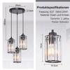 Lampe à suspension - NETTLIFE - 3 flammes - cristal noir - 3×E27 - Ø20×H140 cm