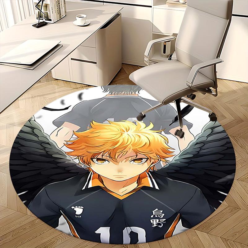 1pc Haikyuu Kageyama Tetsurou Round Carpet - Anime Design Chair Mat, Non-Slip Rug for Office, Home Decor, Living Room