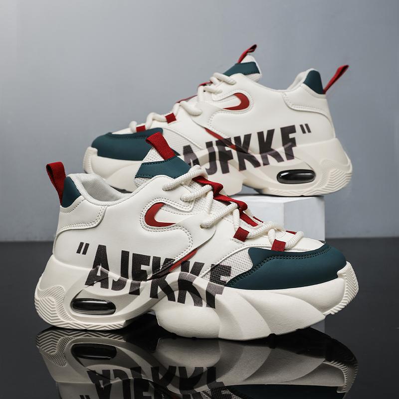 Two Tone Men Casual Sneakers Thick Sole Height Increase Air Cushion Breathable Fashion Daily Sports Shoes