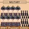 Военный Армия Первая Мировая Война Прусский Британский Солдат Строительные Блоки Гренадер Пулеметчик Кавалерийский Офицер Воин Аксессуар Кубики Игрушка