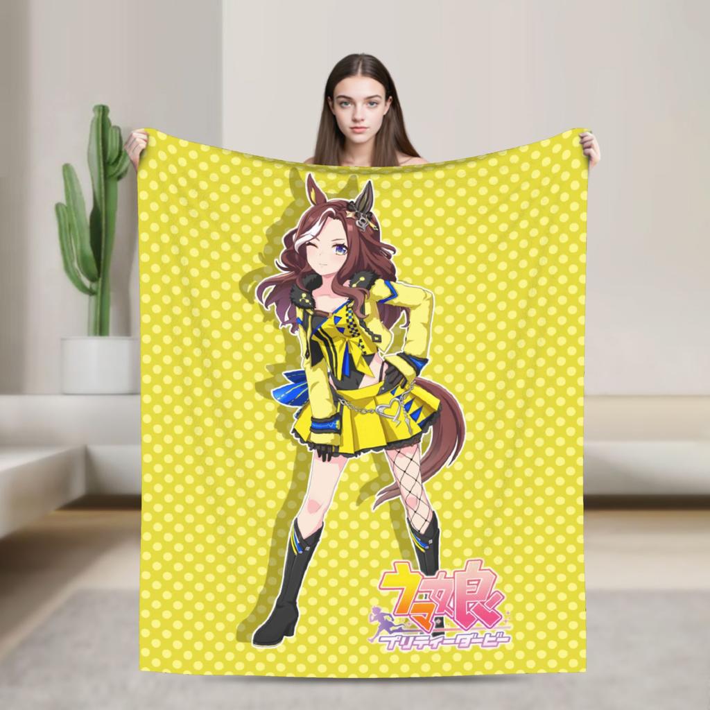 Soft Warm BlanketGirls Boys Camping Daring Heart UmaMusume Pretty Derby Throw Blanket  Flannel  For Bedroom Funny Sofa Bed Cover