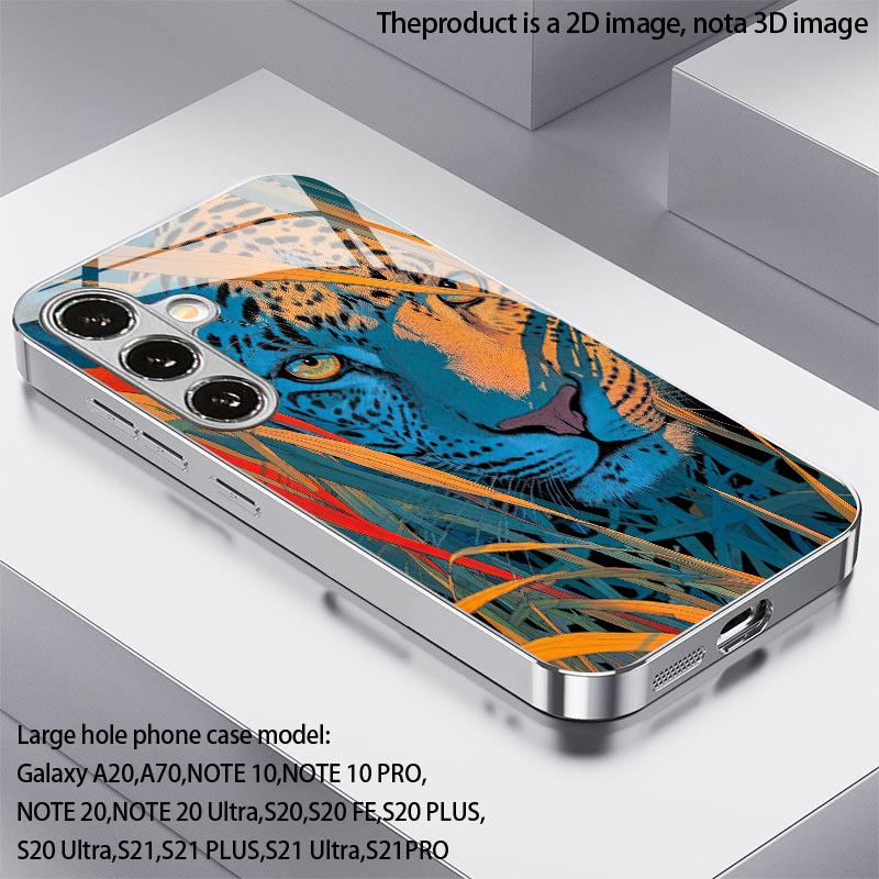 2D Kontrastfarben Leopard Muster Handyhülle für Samsung S26 S25 S24 S23 S22 S21 S20 A56 A36 A16 - Glas Schutzhülle