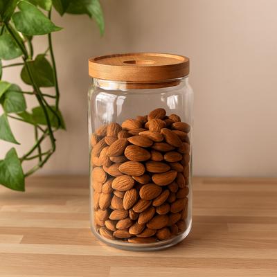 Glass Jar Bamboo 850ml 15cm
