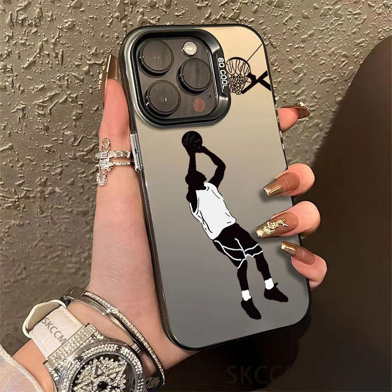 Basketball Player Plating Case For iPhone 11 13 12 14 15 16 Pro Max 13 15 Pro XS XR XS 7 8 14 16 PLUS SE 2022 Shockproof Cover
