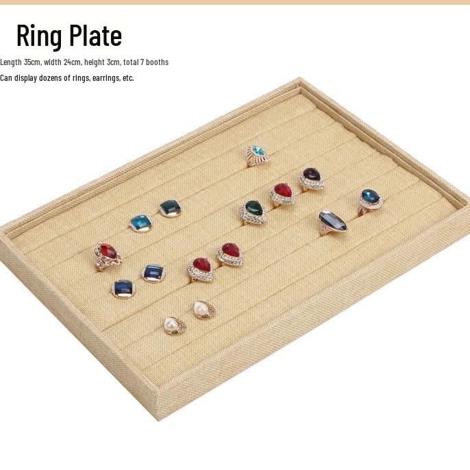 Jewelry Display Tray with Cross Ring Storage for Bracelets & Earrings