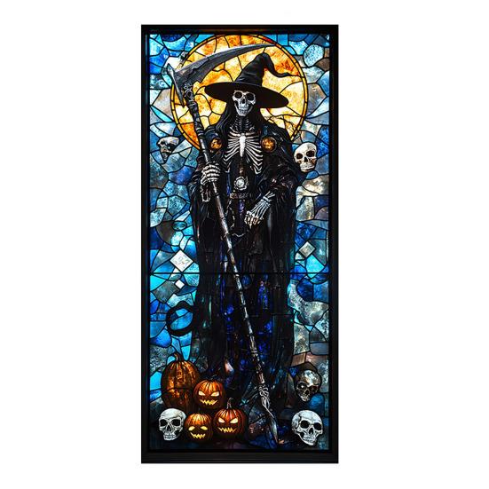 Halloween Window Cling Waterproof PVC Skull Spider Pumpkin Witch Grim Reaper Static Glass Sticker Home Office Party Decoration Decal
