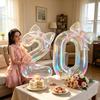 40 inch Colorful Number Aluminum Foil Balloon Laser Bow Set Birthday Decoration Balloon Princess Birthday Party Balloon Gifts